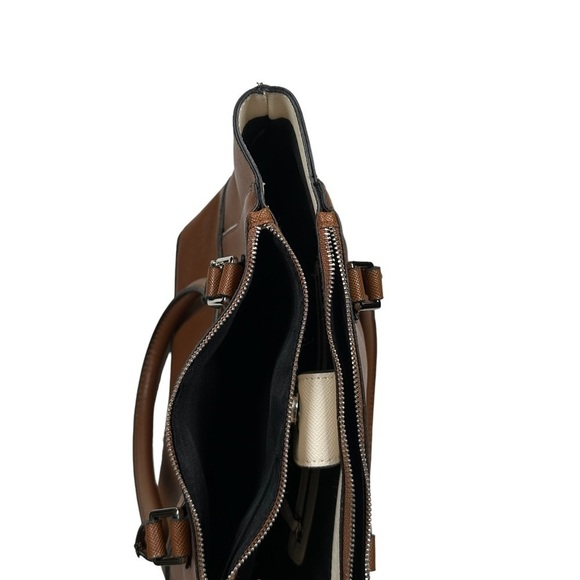 Mondani Rita Tote Satchel Brown Faux Saffiano Leather Handbag Purse - Picture 6 of 8